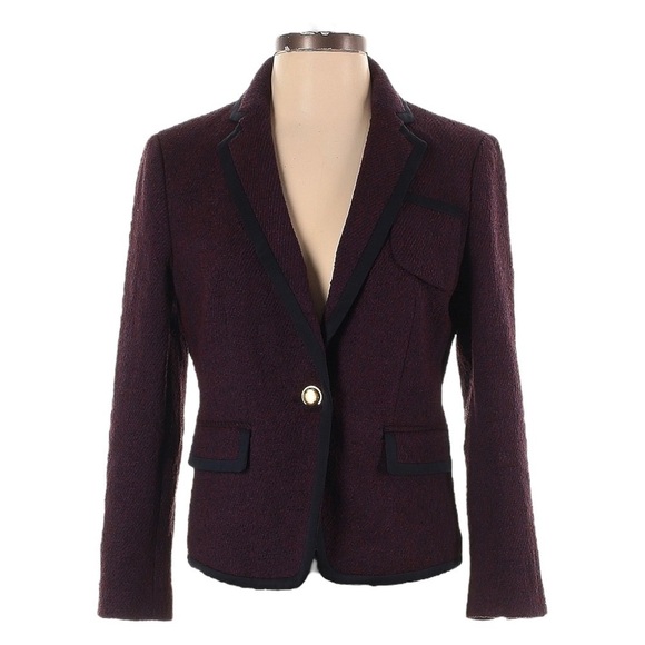 Ann Taylor Jackets & Blazers - NWT Ann Taylor Burgundy Tweed Blazer 4 Academia Classic Gold Button Lined Jacket